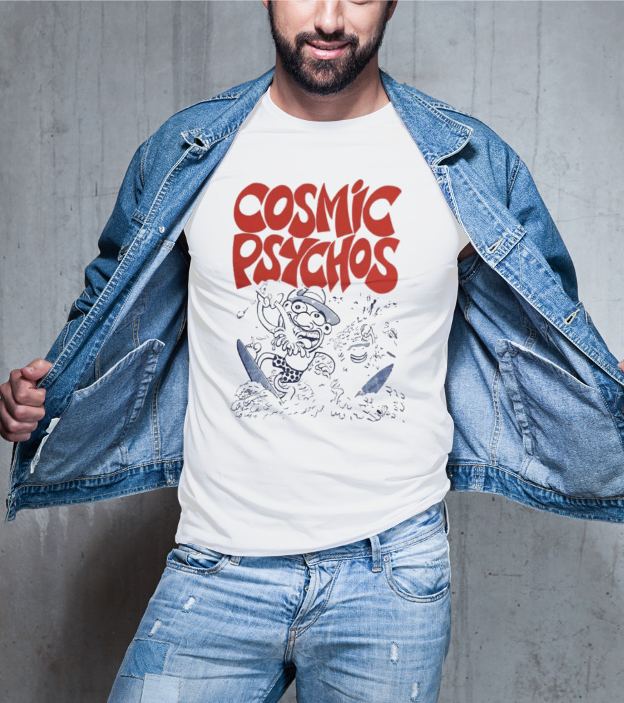 COSMIC PSYCHOS Cartoon Character Black And Red T-Shirt