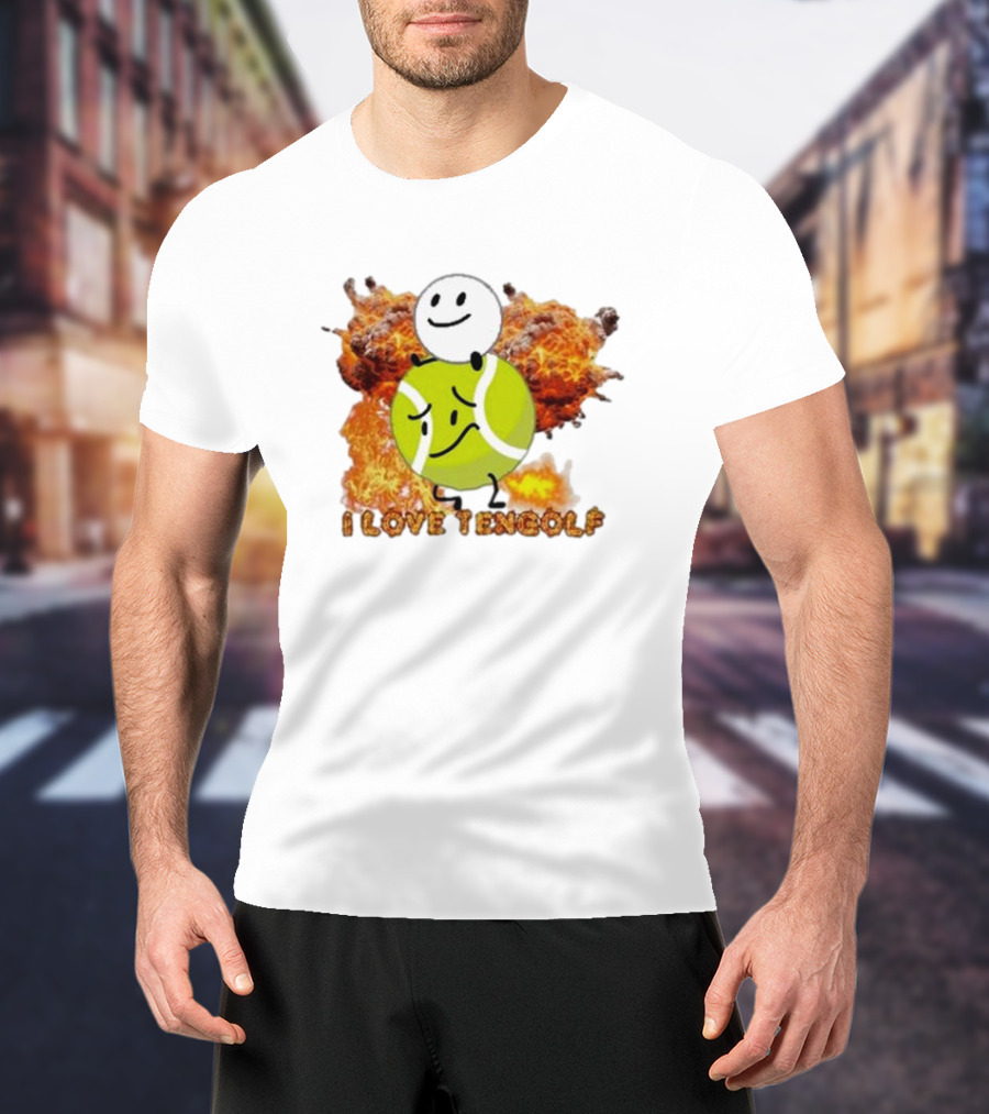 Frat Boy Genius I Love Tengolf Tennis Golf Fusion With Explosive Background T-Shirt