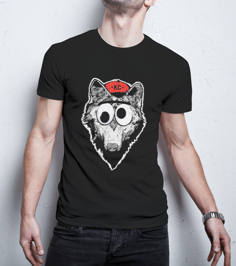 KC Kansas City Wolf Pack Wolves Googly Eyes Red Hat T-Shirt