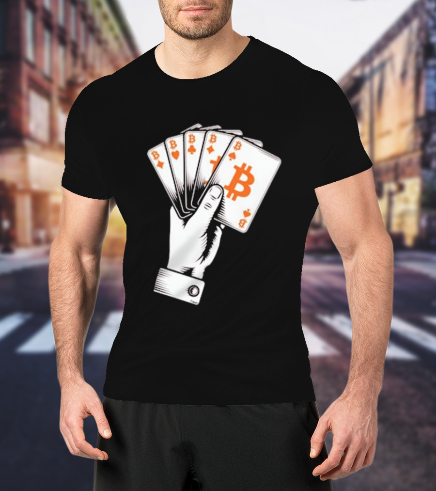 Bitcoin Royal Flush Playing Cards T-Shirt