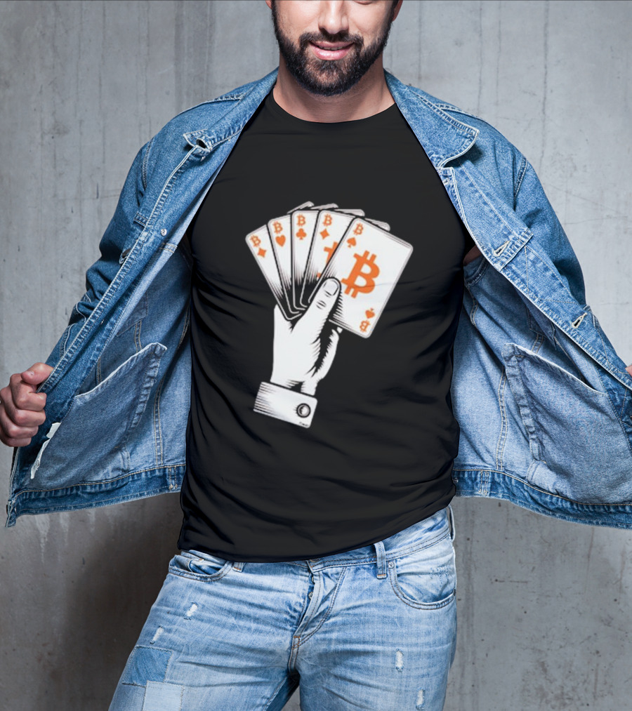 Bitcoin Royal Flush Playing Cards T-Shirt