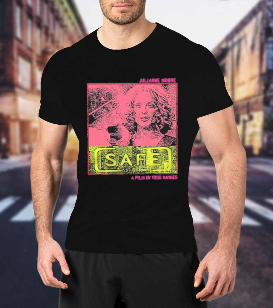 Julianne Moore Safe A Film By Todd Haynes Vintage Pink And Yellow Movie T-Shirt