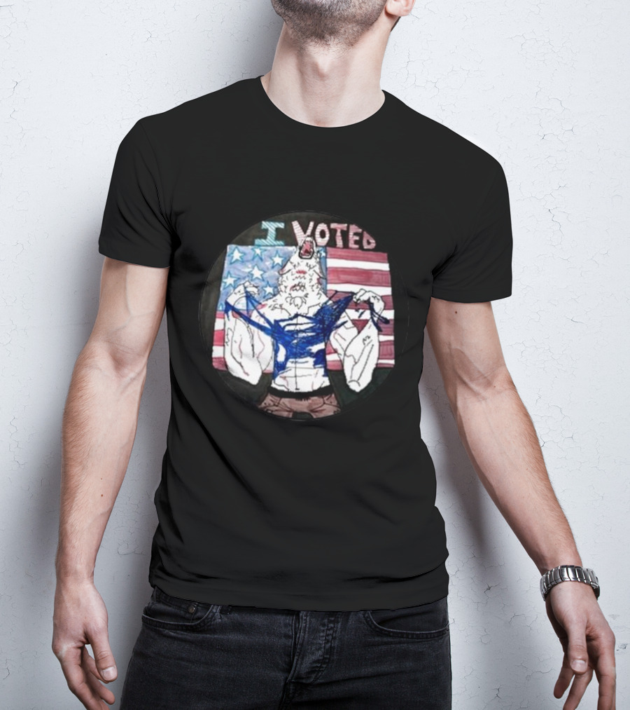 I Voted American Flag Michigan Sticker T-Shirt
