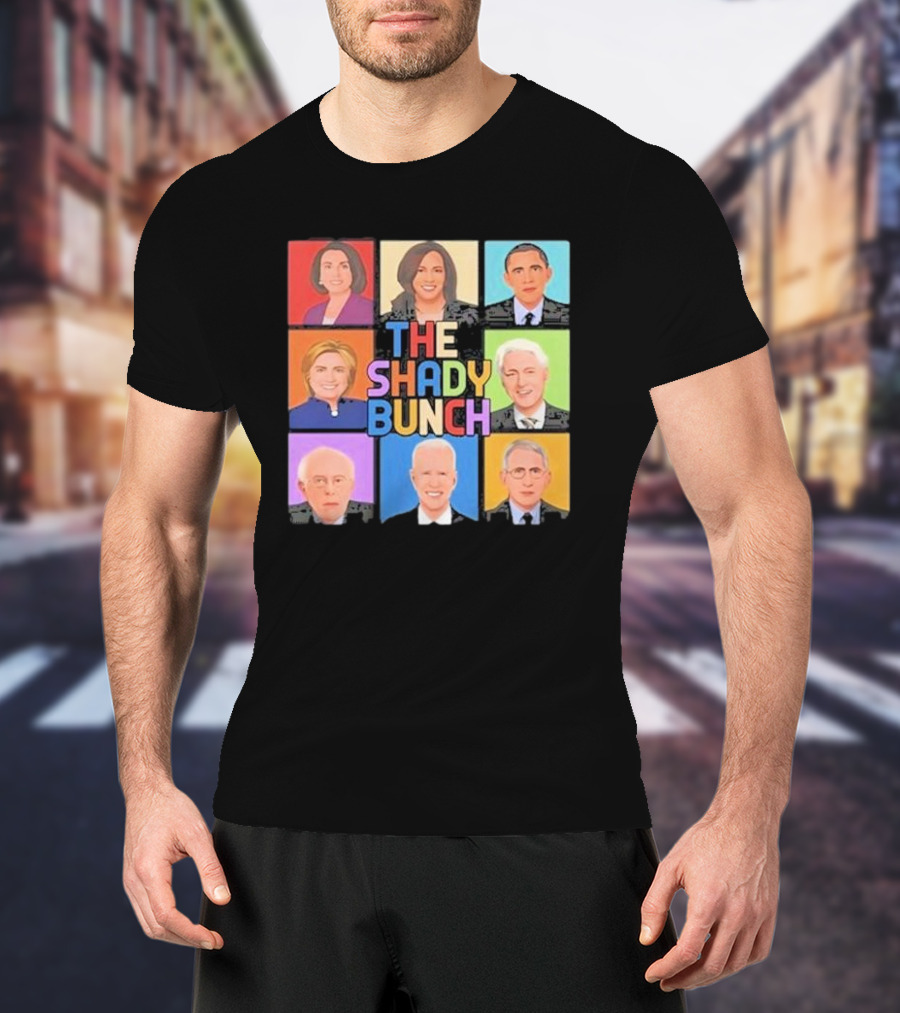 Untamedusa Store The Shady Bunch Political Portraits Face Grid T-Shirt