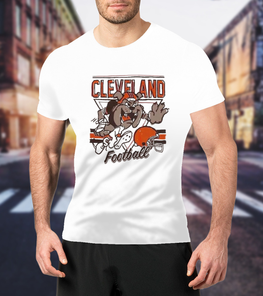 Cleveland Browns Cartoon Dawg With Helmet Football T-Shirt