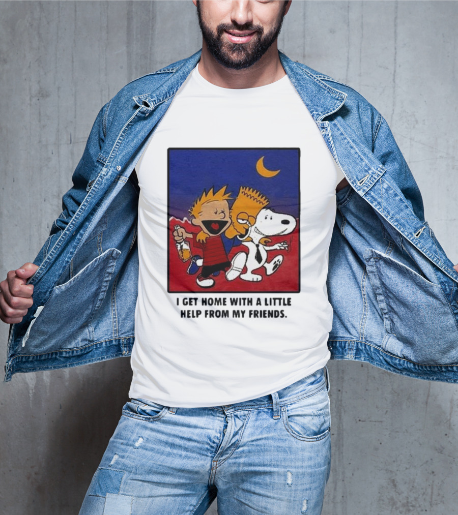 Criminal Simpsons Snoopy And Friends Get Home With A Little Help Under Moon T-Shirt