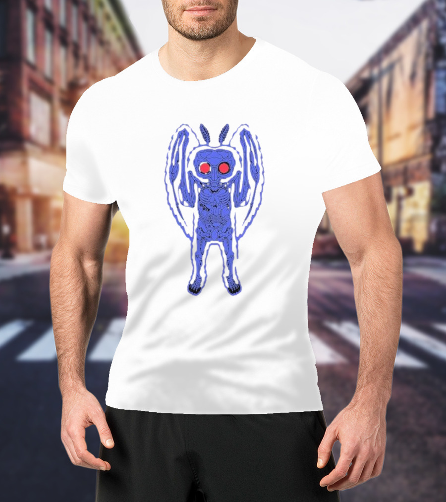 Mothman Anatomy Red-Eyed Skeletal Illustration Drew Wise T-Shirt