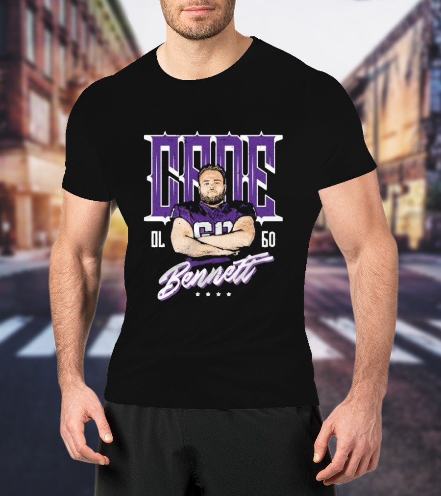 Cade Bennett OL 60 Purple Football Player T-Shirt