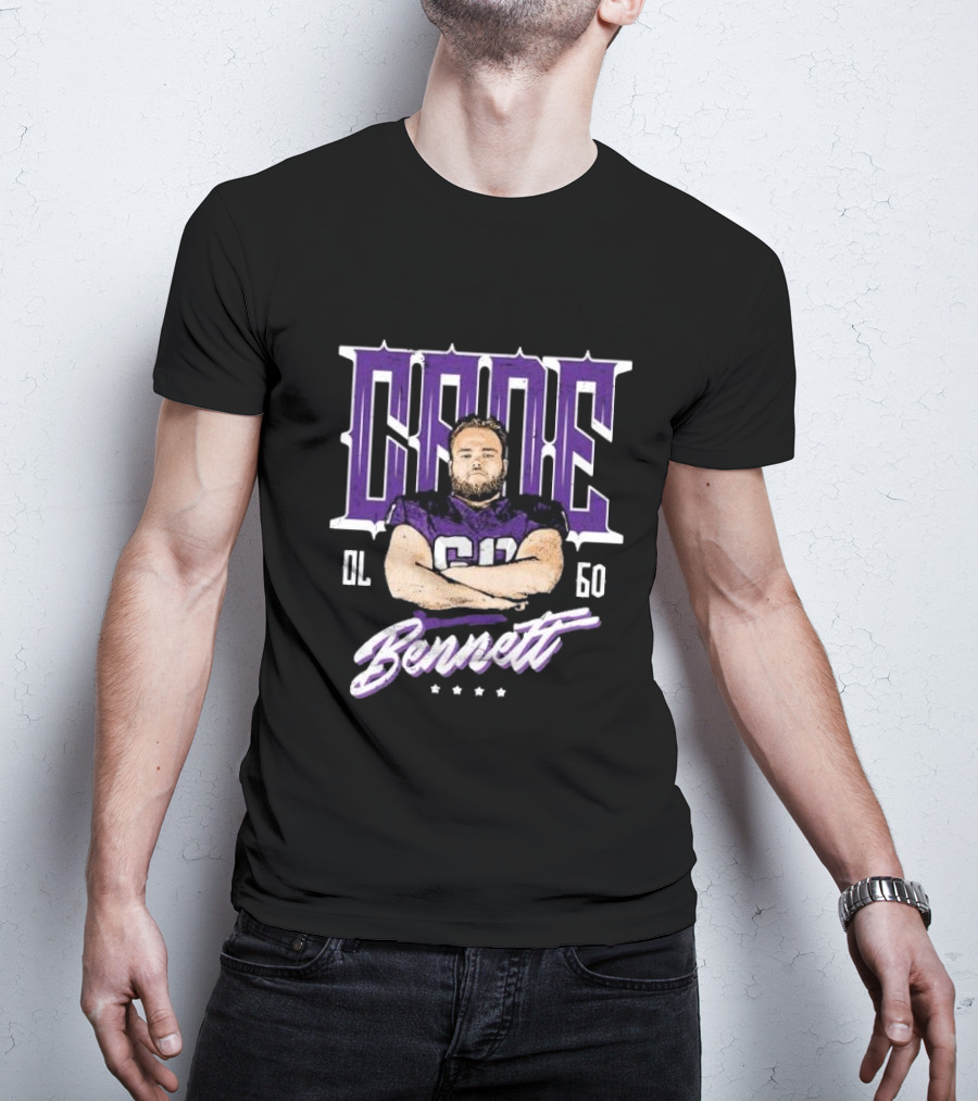Cade Bennett OL 60 Purple Football Player T-Shirt