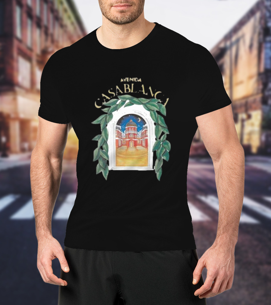 Casablanca Avenida Night Scene With Moonlit Architectural View T-Shirt