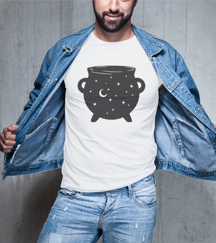 Celestial Cauldron Moon Star Cosmic Mystical Witchy Occult Vintage T-Shirt