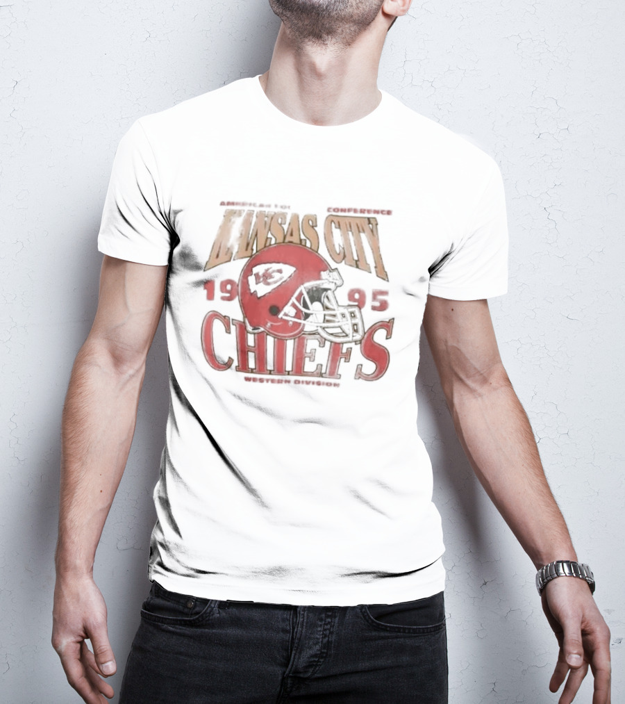 Kansas City Chiefs 1995 American Football Conference Western Division Retro Helmet T-Shirt