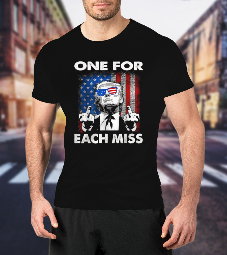 One For Each Miss American Flag Sunglasses Middle Finger T-Shirt