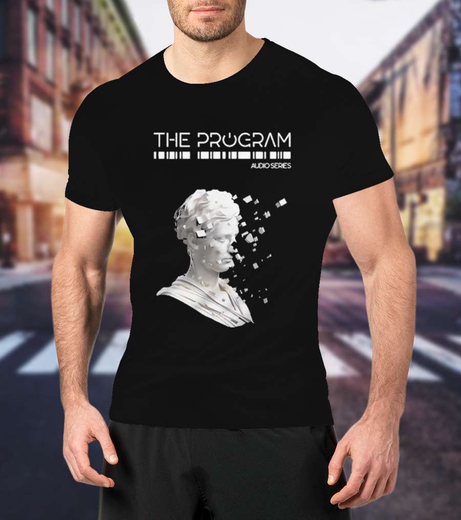 THE PROGRAM AUDIO SERIES Disintegrating Sculptural Head With Digital Fragmentation T-Shirt