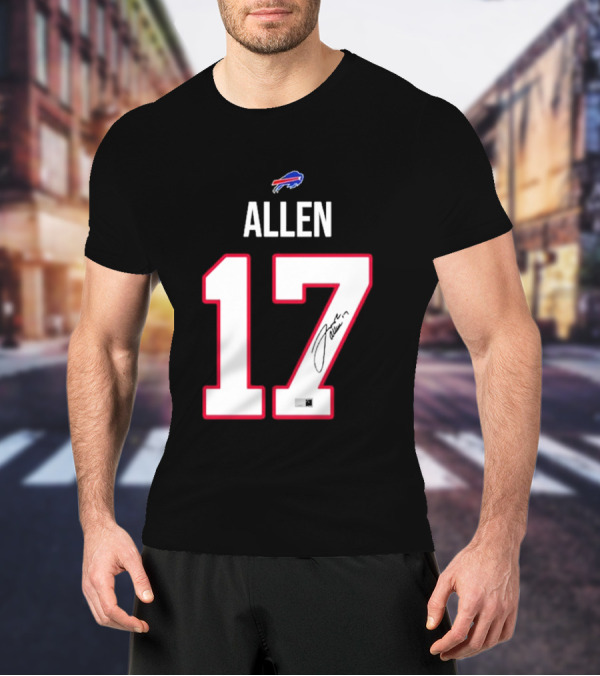 Josh Allen Buffalo Bills Number 17 Signature T-Shirt