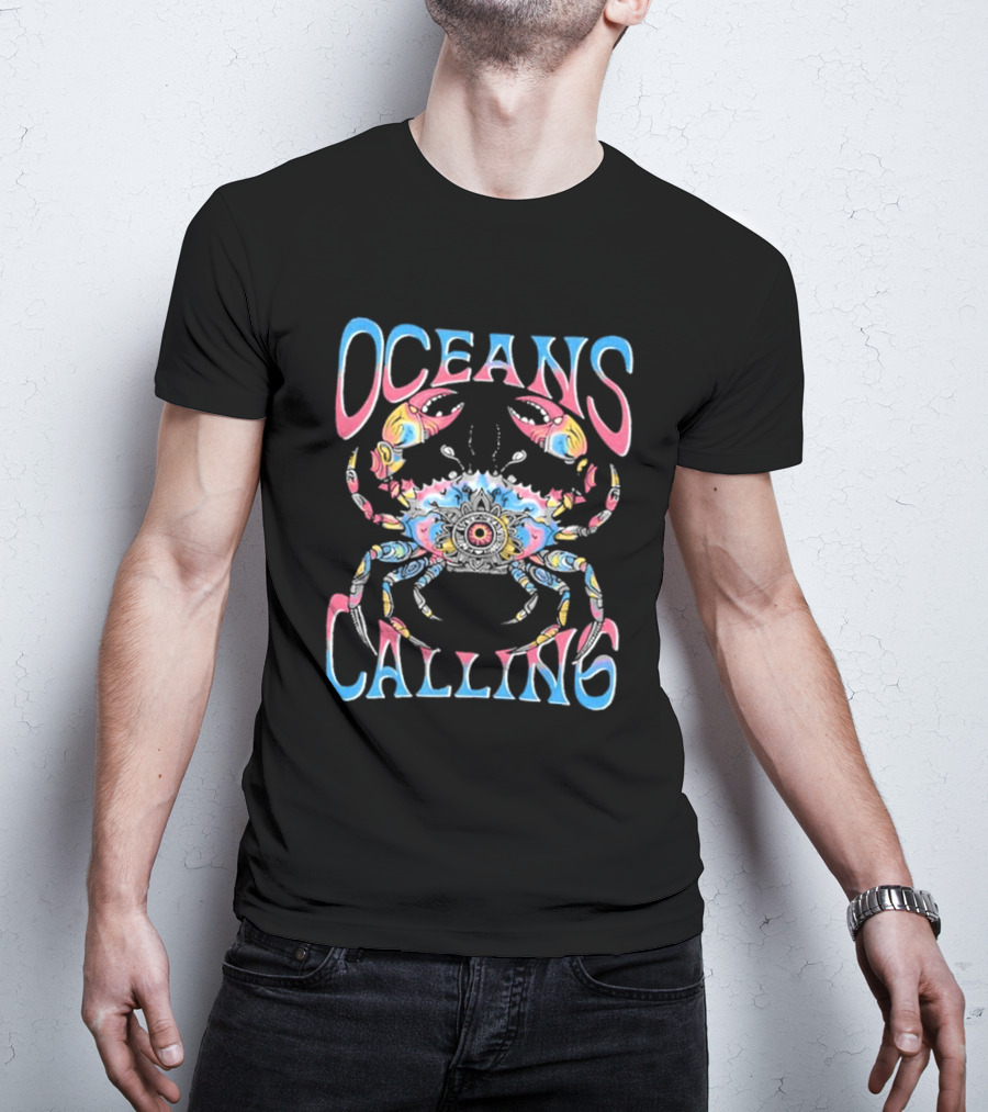 Oceans Calling Ocean City MD Psychedelic Crab T-Shirt