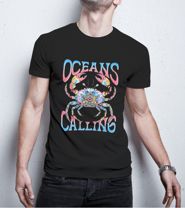 Oceans Calling Ocean City MD Psychedelic Crab T-Shirt