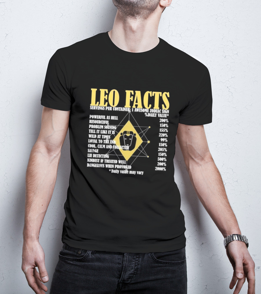Leo Facts Powerful Resourceful Problem Solving Zodiac Sign Birthday T-Shirt
