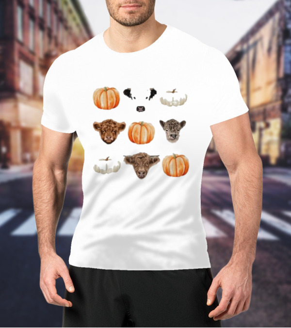 Katie Van Slyke Mini Cows Pumpkins Arrangement T-Shirt
