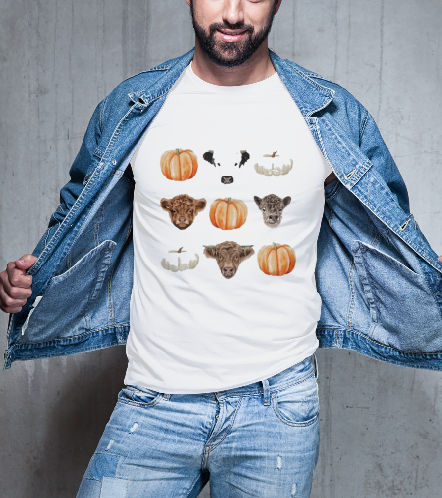 Katie Van Slyke Mini Cows Pumpkins Arrangement T-Shirt