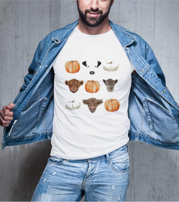 Katie Van Slyke Mini Cows Pumpkins Arrangement T-Shirt