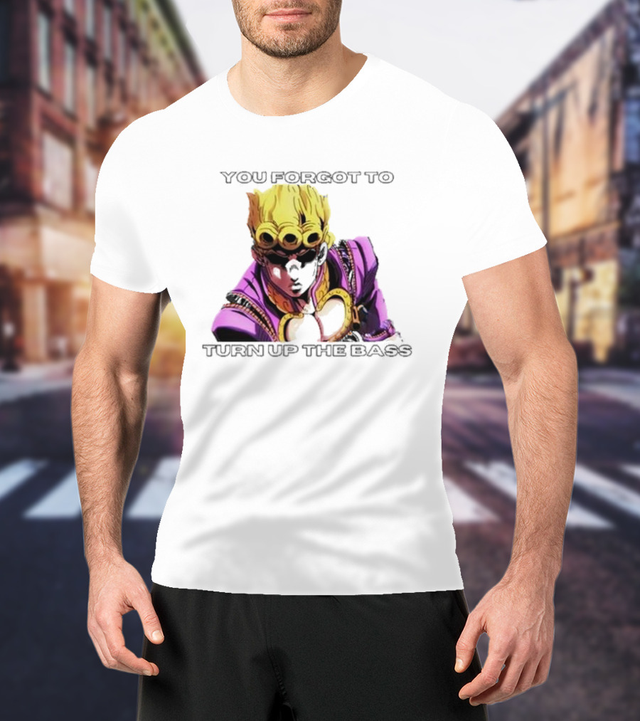 Giorno Giovanna You Forgot To Turn Up The Bass JoJo's Bizarre Adventure Anime Character Vibrant Purple T-Shirt