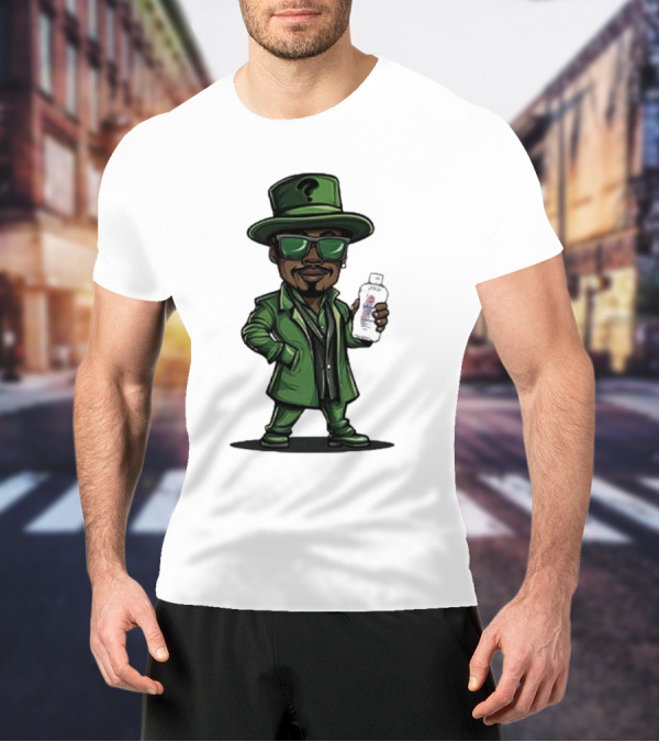 Little Diddler Holding Baby Oil In Green Outfit With Question Mark Hat T-Shirt