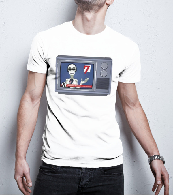 Sammensværgelsen Season 7 Hvid Retro TV Alien News Broadcast T-Shirt