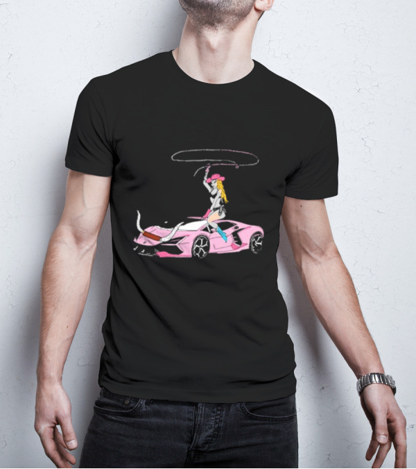 Iggy Azalea The Motherland Singapore Pink Sports Car Cowgirl Lasso T-Shirt