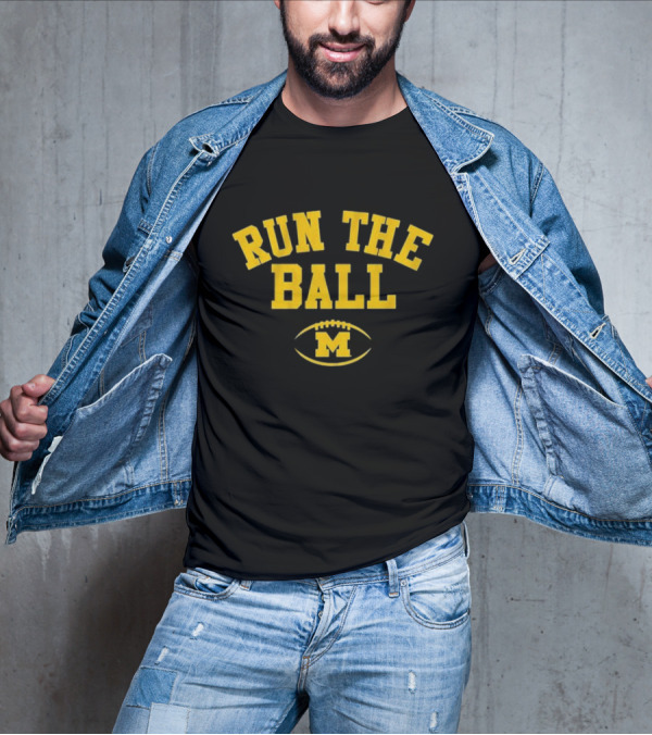 Michigan Wolverines Run The Ball Football M T-Shirt