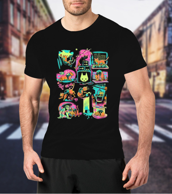 Stray Antics Extremely Normal Cat Quirky Adventure Vibrant Illustrations Playful Feline Escapades T-Shirt