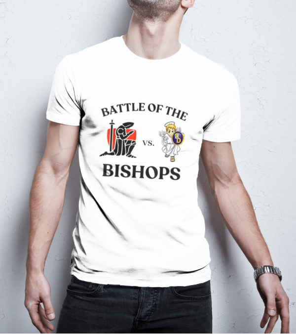 Battle Of The Bishops Vs. Black Knight And Angel Holding Shield T-Shirt