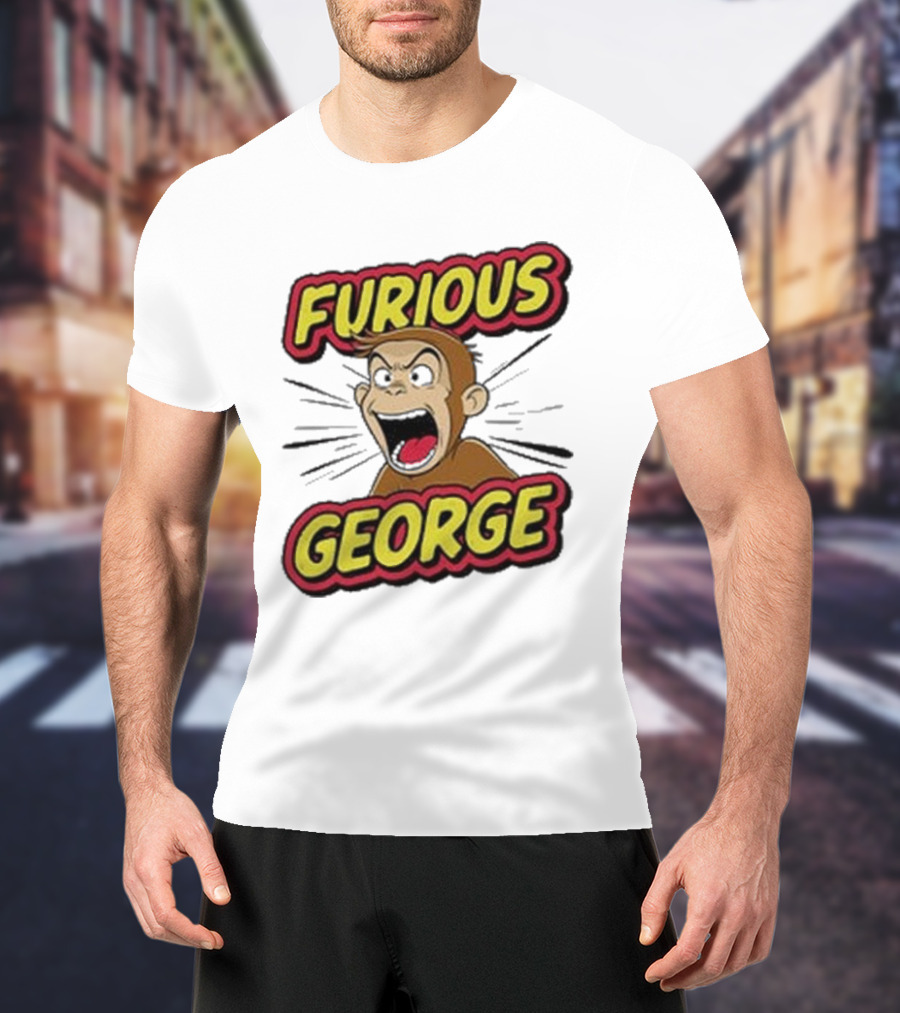 Furious George Monkey Shouting With Bold Comic T-Shirt