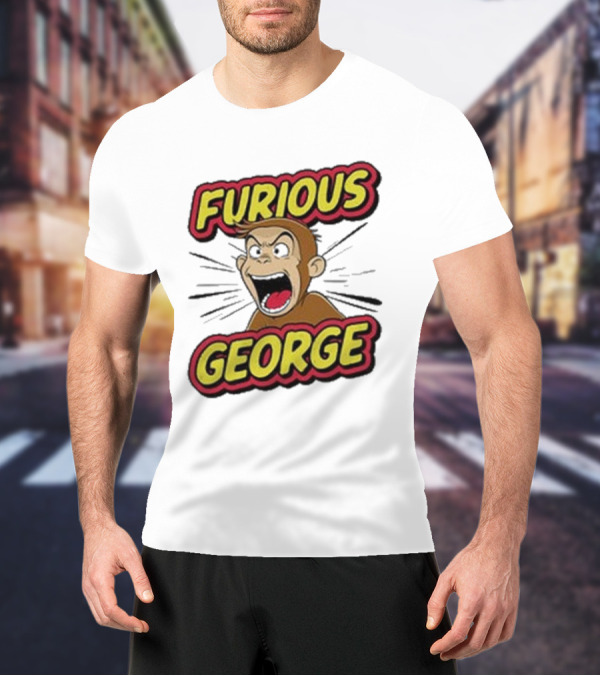 Furious George Monkey Shouting With Bold Comic T-Shirt