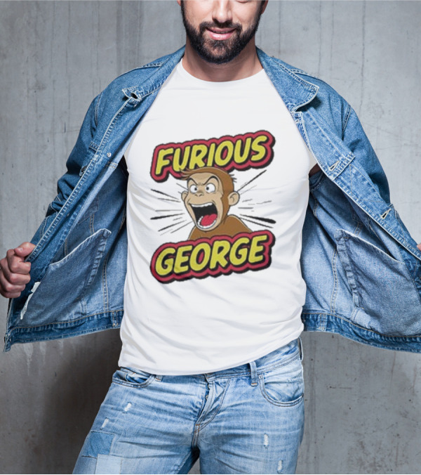 Furious George Monkey Shouting With Bold Comic T-Shirt