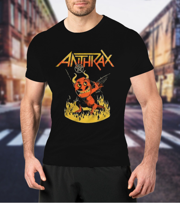 Anthrax Devil With Guitar In Flames T-Shirt