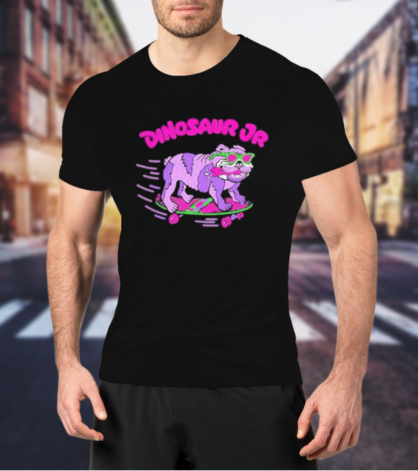 Dinosaur Jr Skateboard Bulldog Neon T-Shirt
