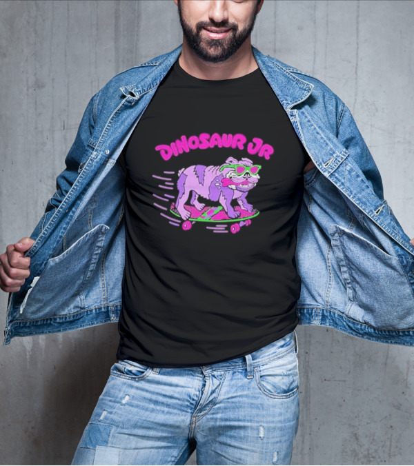 Dinosaur Jr Skateboard Bulldog Neon T-Shirt