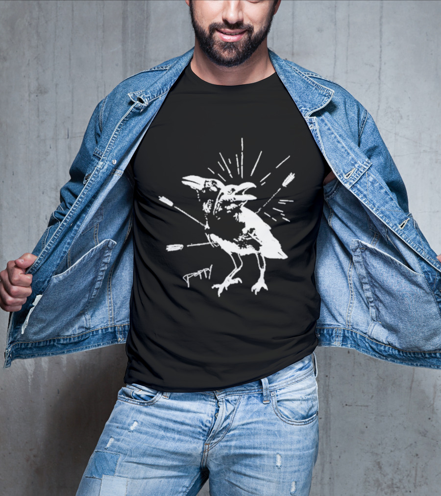 Impoppy Coward Birds Two-Headed Raven With Arrows T-Shirt