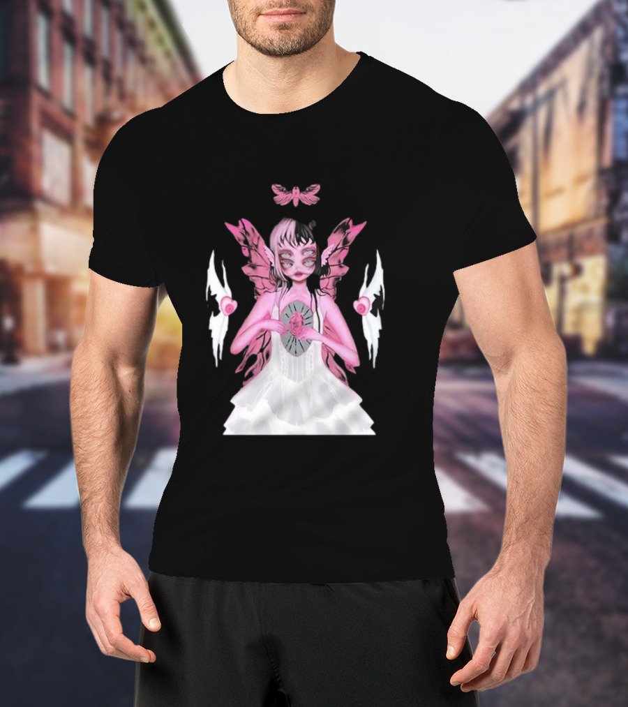 Melanie Martinez Portals Heart Pink Winged Character With Moth And Eyes T-Shirt