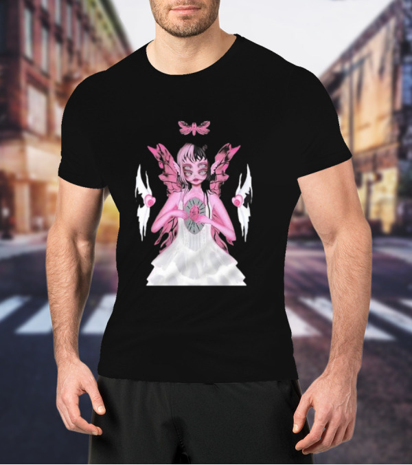 Melanie Martinez Portals Heart Pink Winged Character With Moth And Eyes T-Shirt