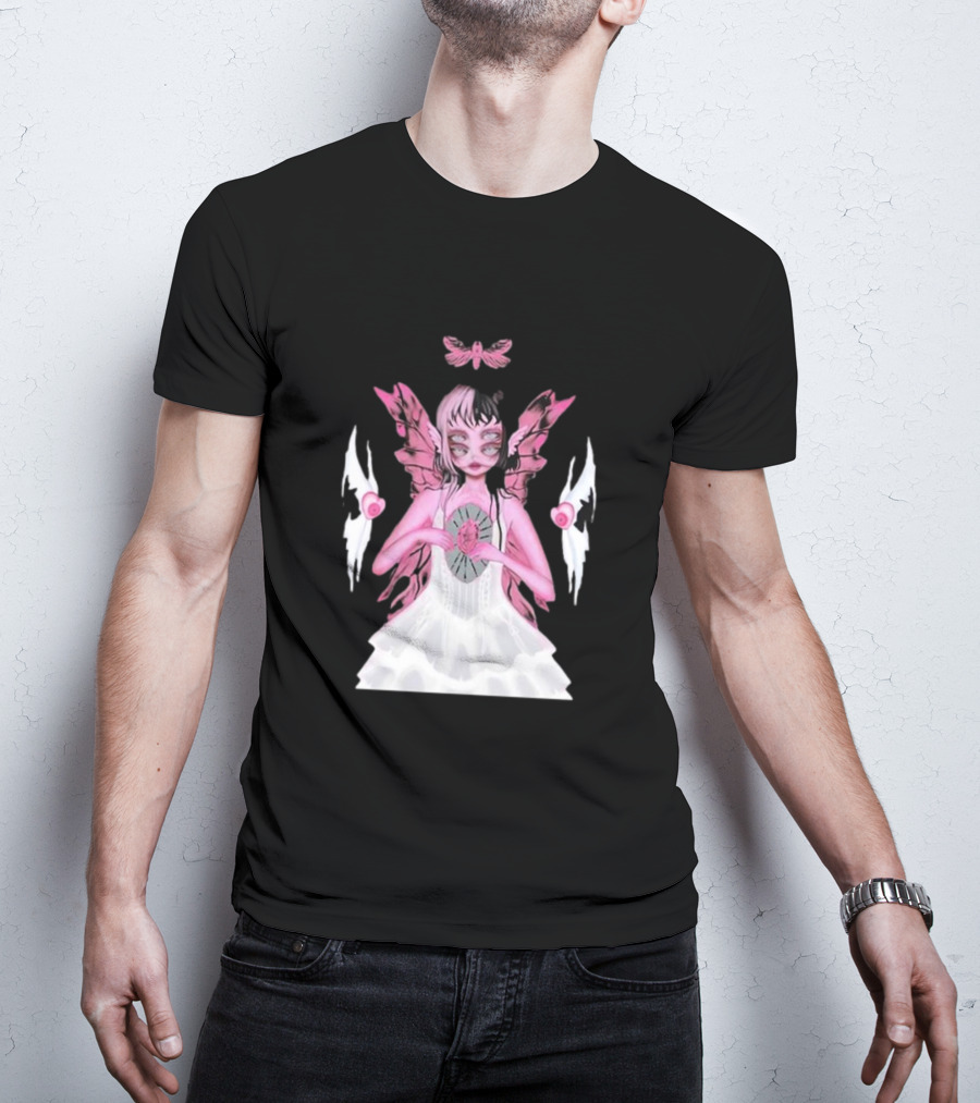 Melanie Martinez Portals Heart Pink Winged Character With Moth And Eyes T-Shirt