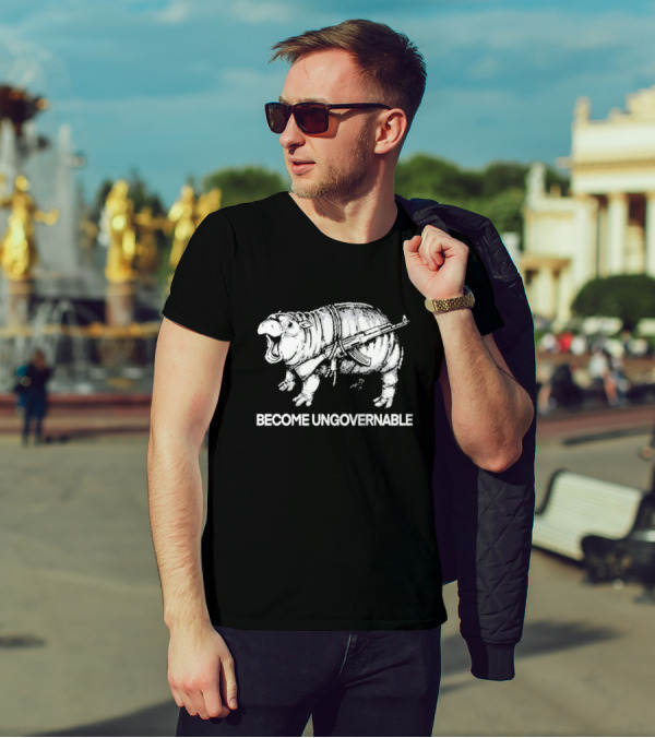 Punk With A Camera Moo Dang Become Ungovernable Hippopotamus With Weapon T-Shirt