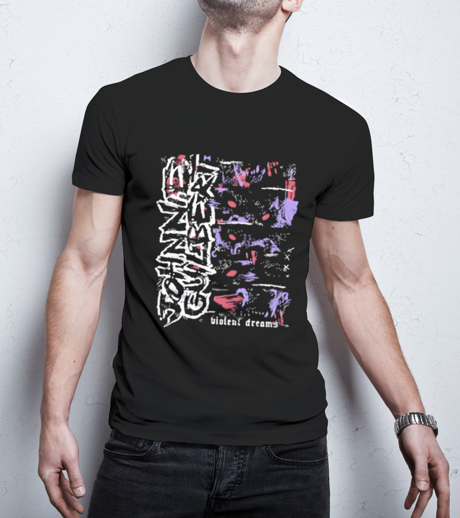 Violent Dreams Abstract Wolf Red Blue T-Shirt