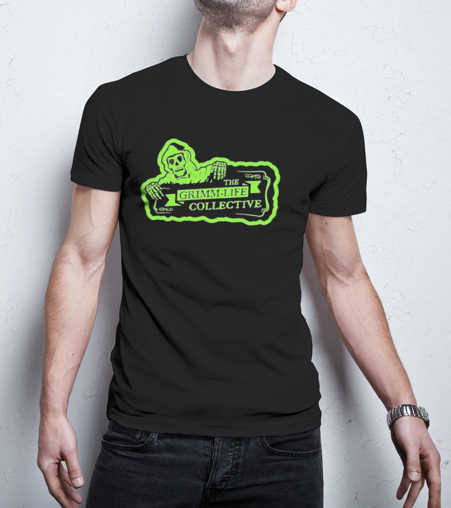 Zombie The Grimm-Life Collective Logo Scary Skeleton T-Shirt