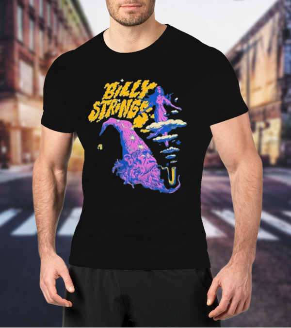 Billy Strings Wizard Head Psychedelic Clouds And Stars T-Shirt