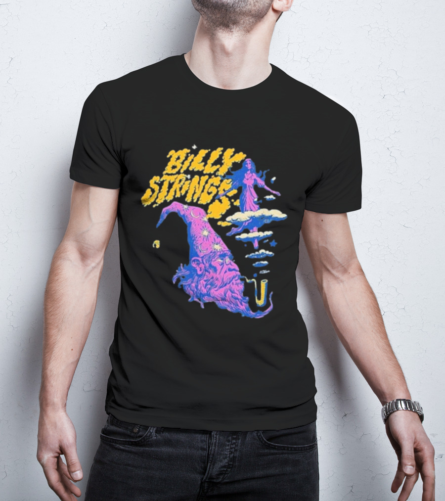 Billy Strings Wizard Head Psychedelic Clouds And Stars T-Shirt