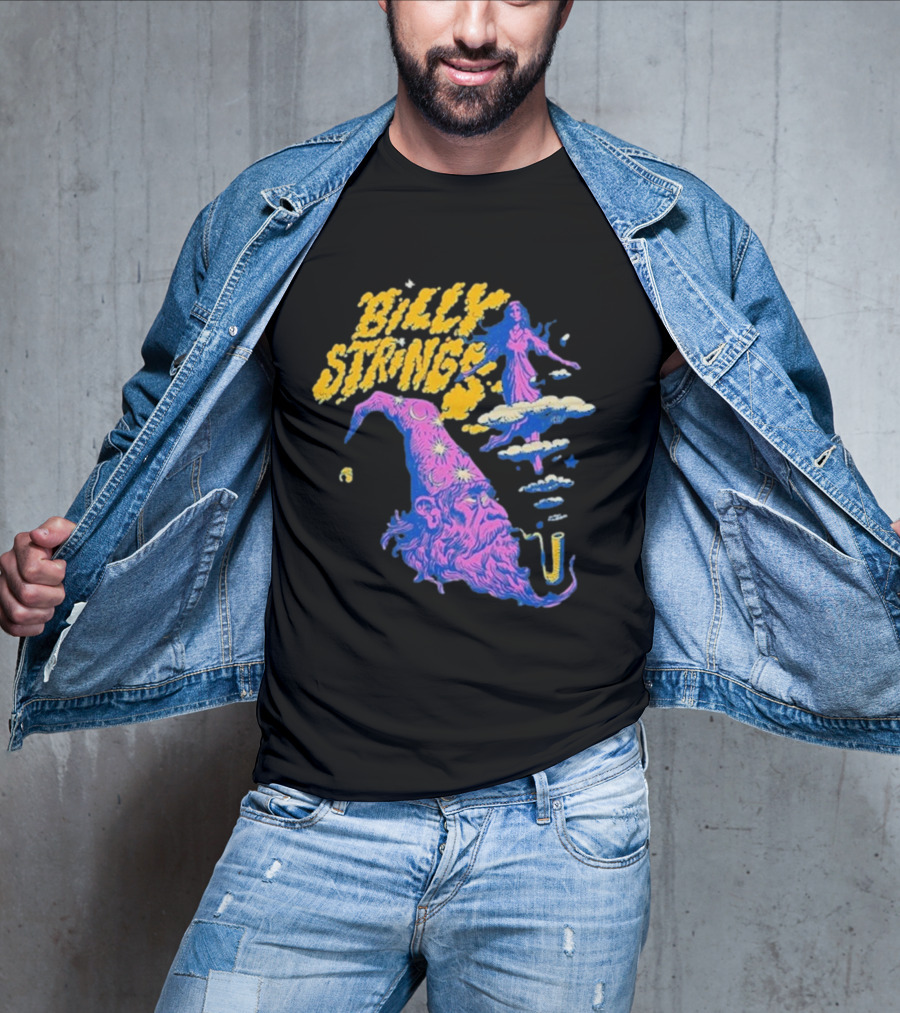 Billy Strings Wizard Head Psychedelic Clouds And Stars T-Shirt
