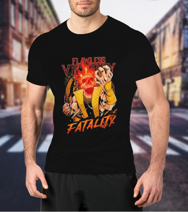 Mortal Kombat Flawless Victory Fatality Skull Flame T-Shirt