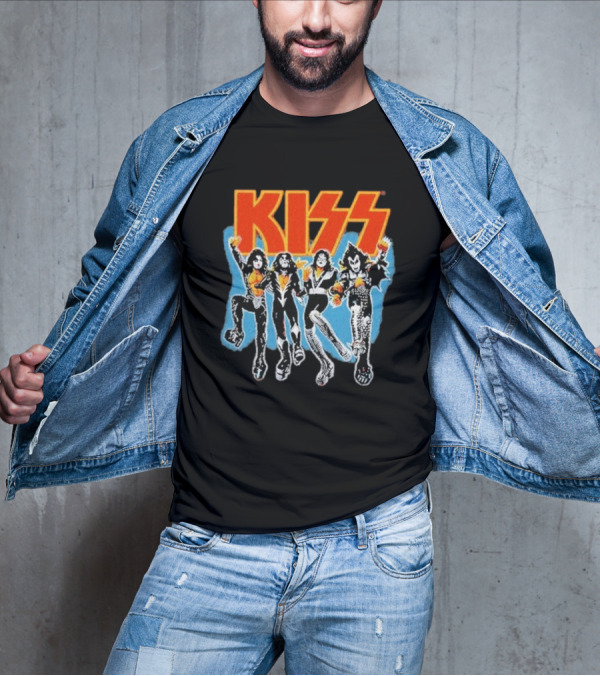 Kiss Destroyer Track List Black Band Members T-Shirt